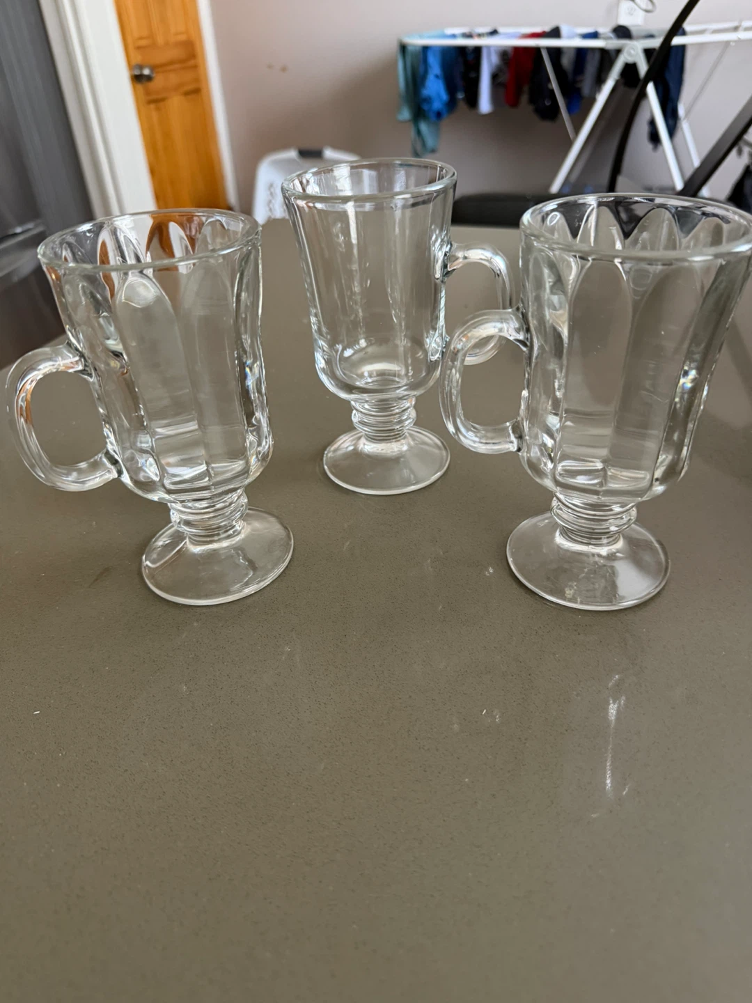 Set of 3 Clear Glass Irish Coffee Mugs