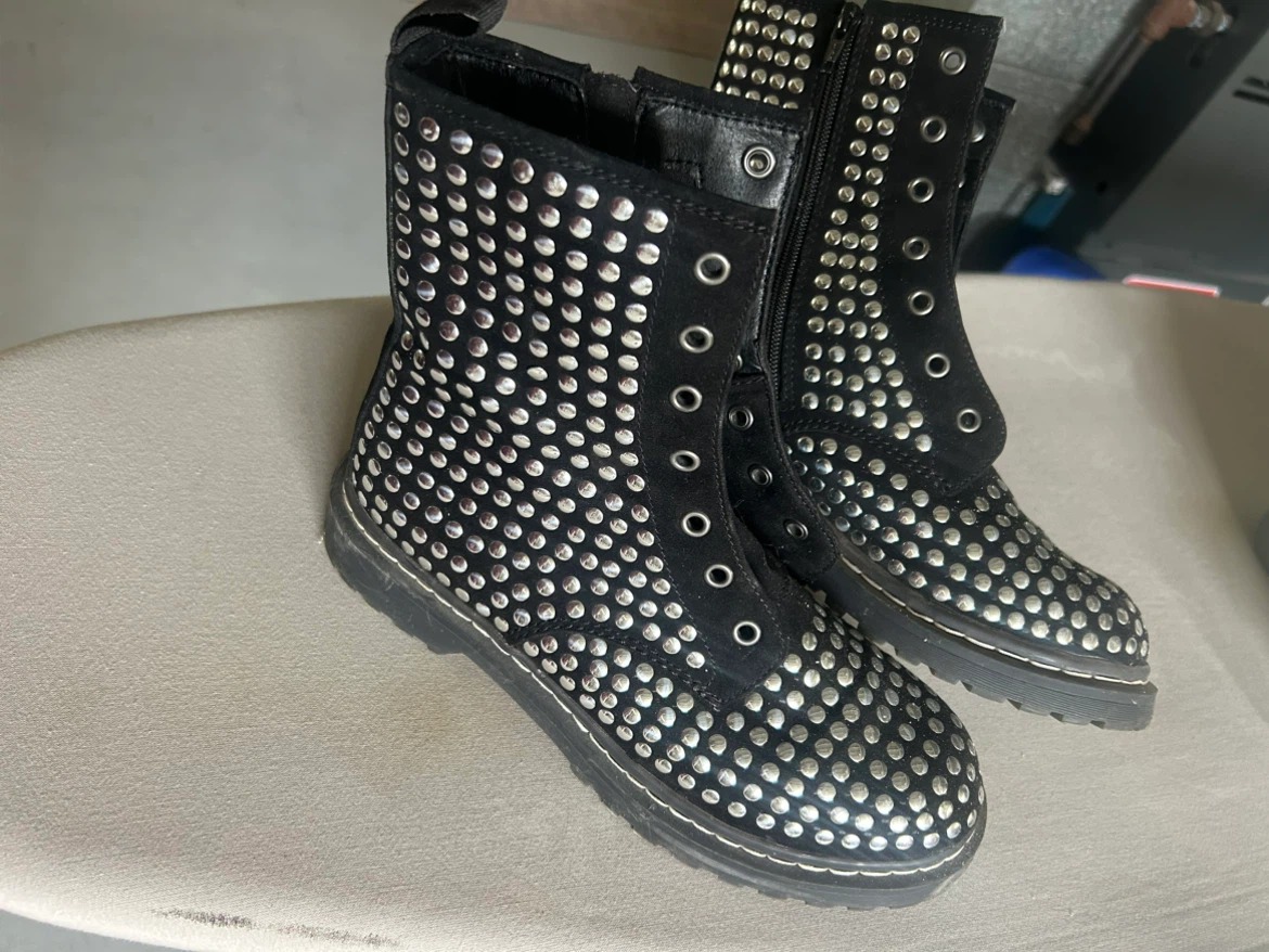 Black Studded Combat Boots - photo 2