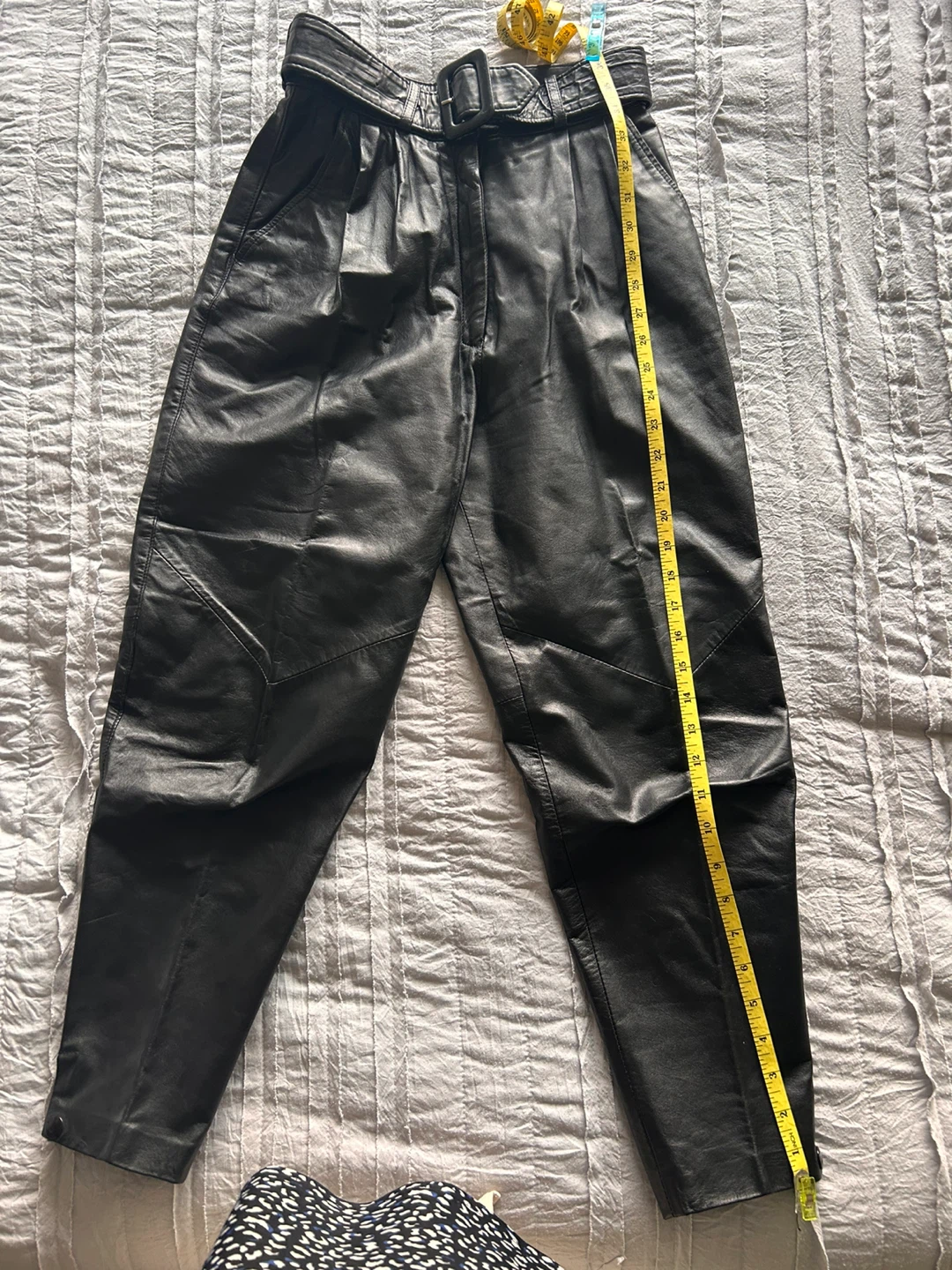 Black genuine Leather Pants with Belt - photo 2