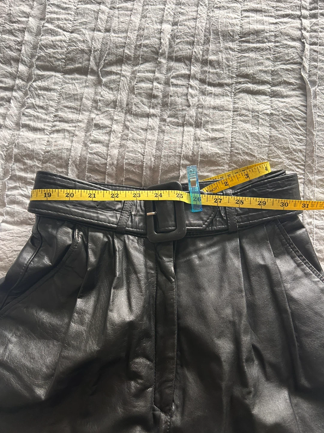 Black genuine Leather Pants with Belt - photo 3
