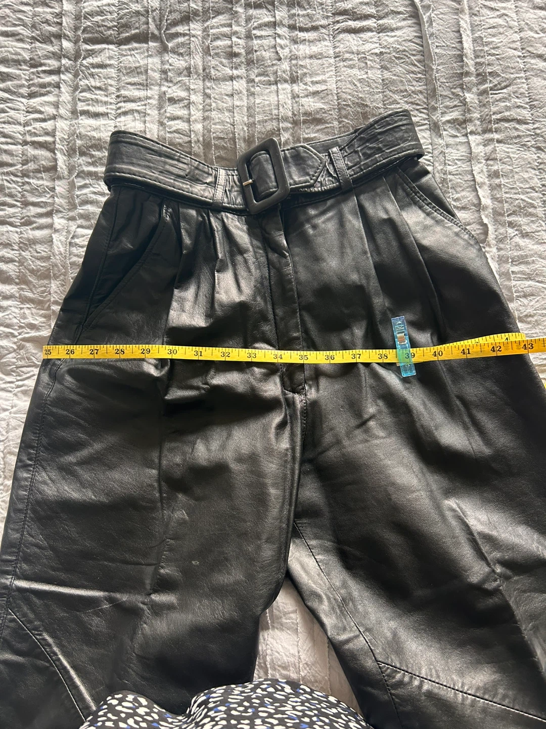 Black genuine Leather Pants with Belt - photo 4
