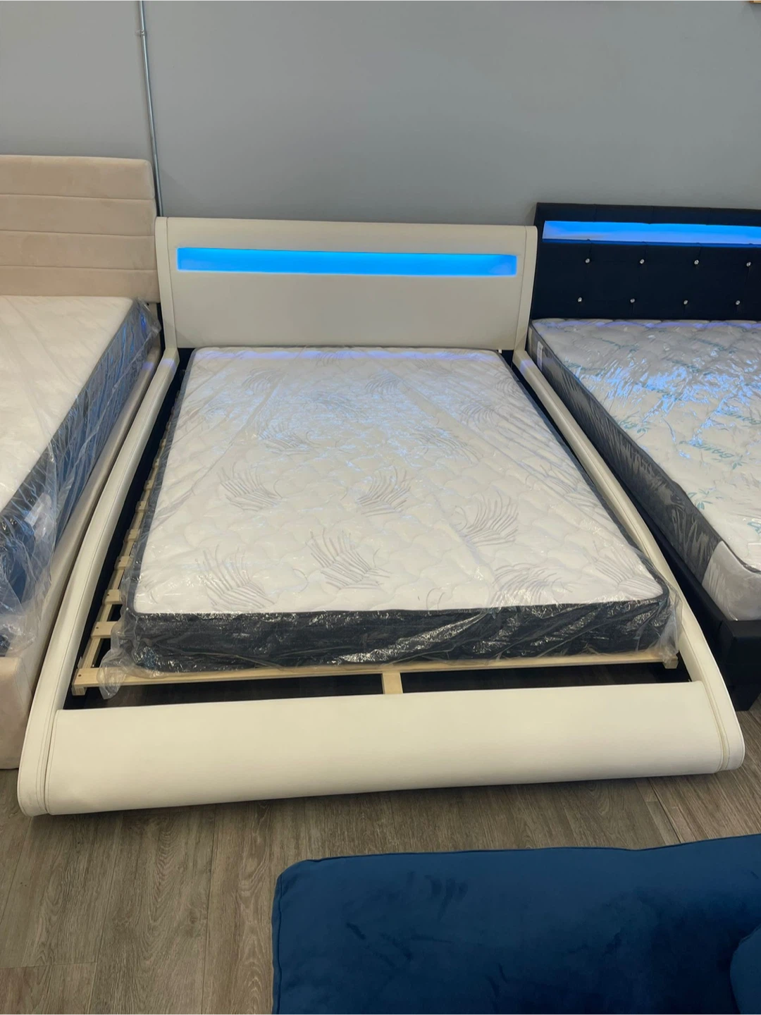 White LED Bed Frame QUEEN