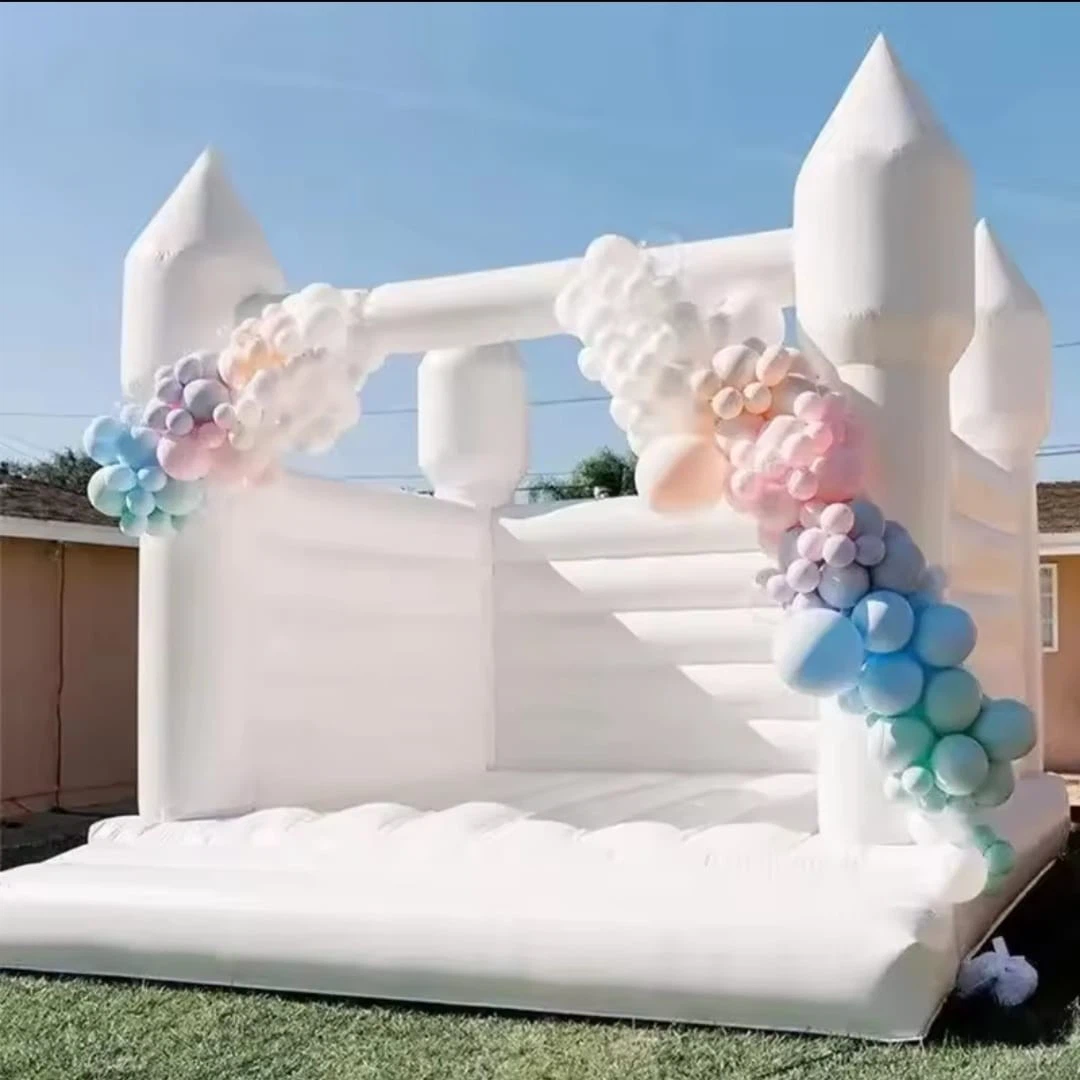 White Bouncy Castle with Balloons for rent - photo 2