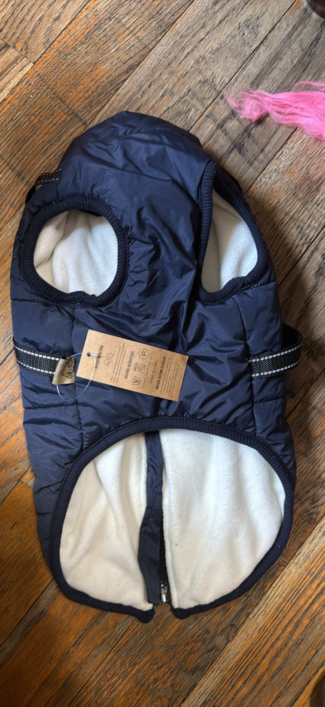 Navy Blue Puffer Dog Jacket with Harness - XXL - photo 2