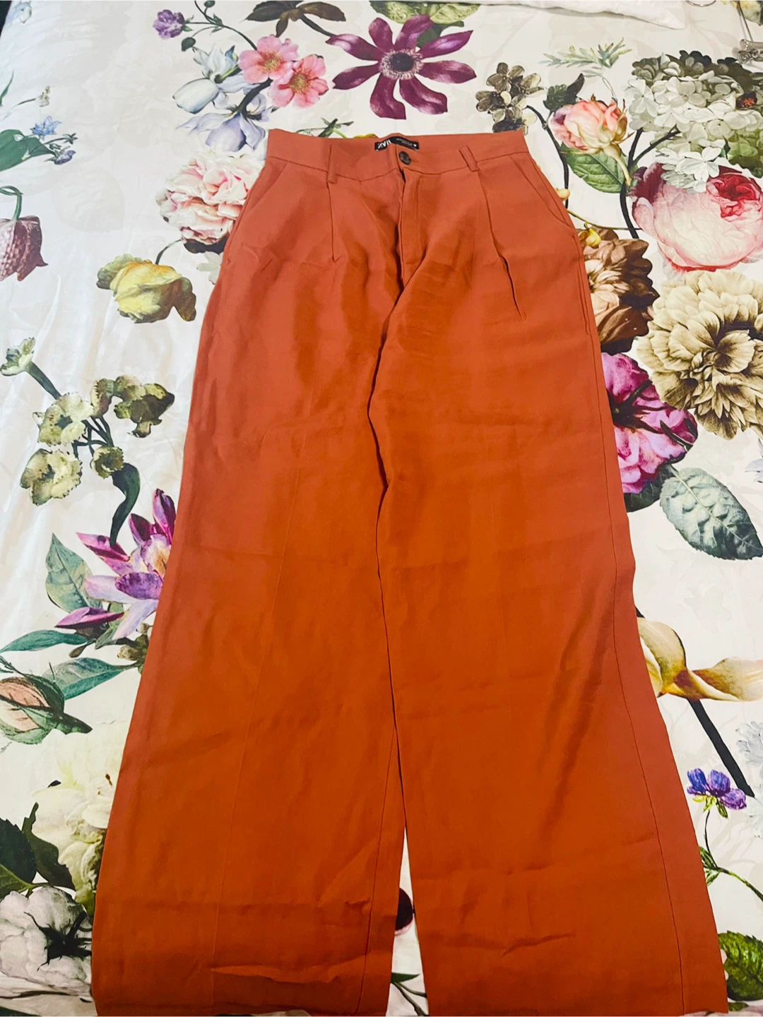 ZARA Wide Leg Pants - Terracotta Orange