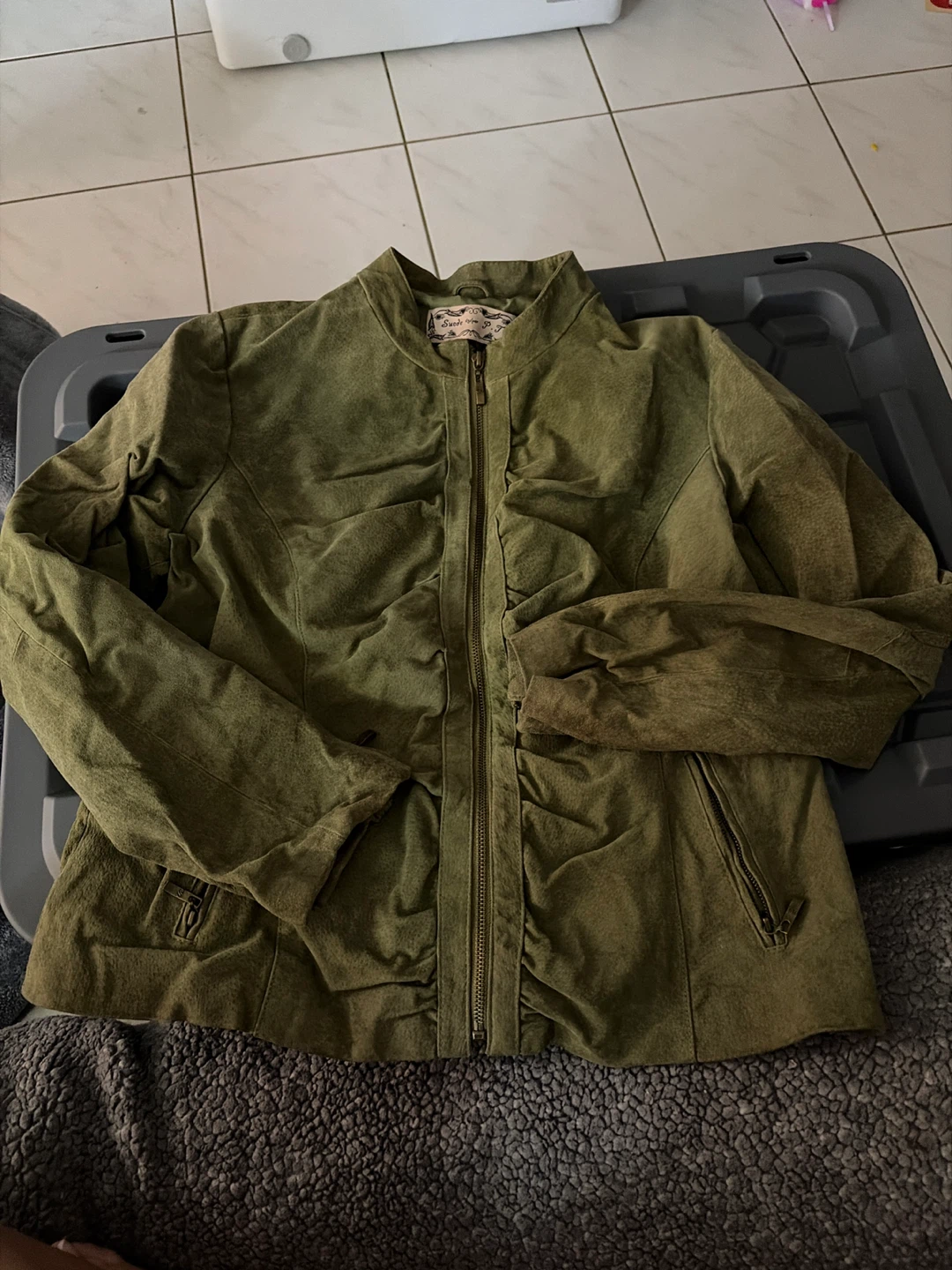 Green Faux Suede Jacket
