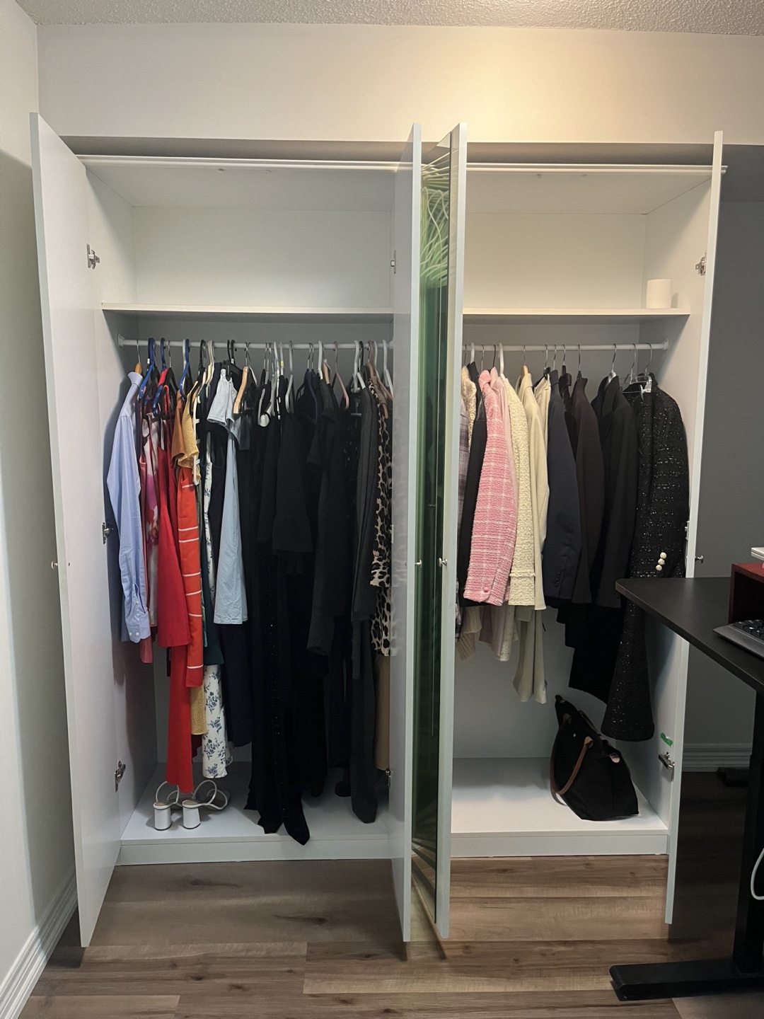Large White Wardrobe with Mirrored Doors - photo 2