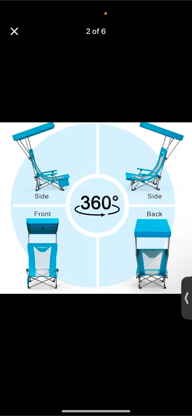 SUPERBELLA Beach Chair with Canopy and Side Storage - photo 2