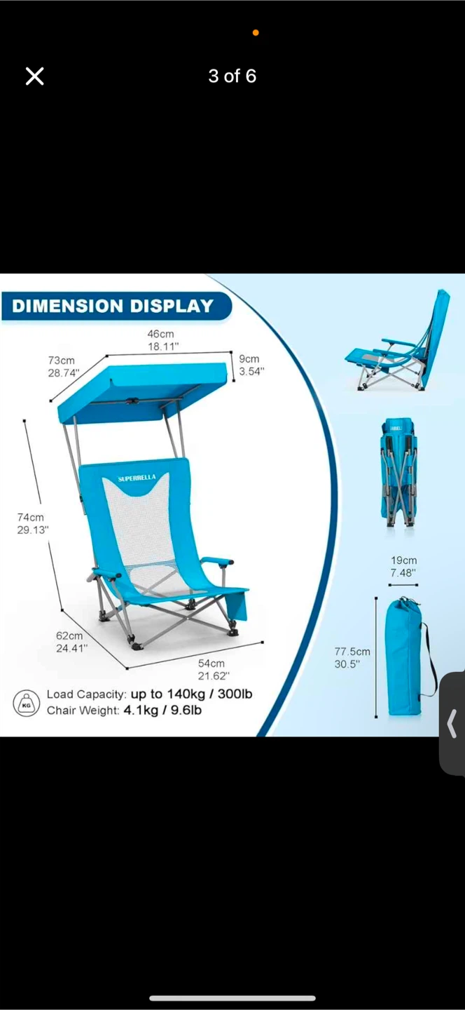 SUPERBELLA Beach Chair with Canopy and Side Storage - photo 3