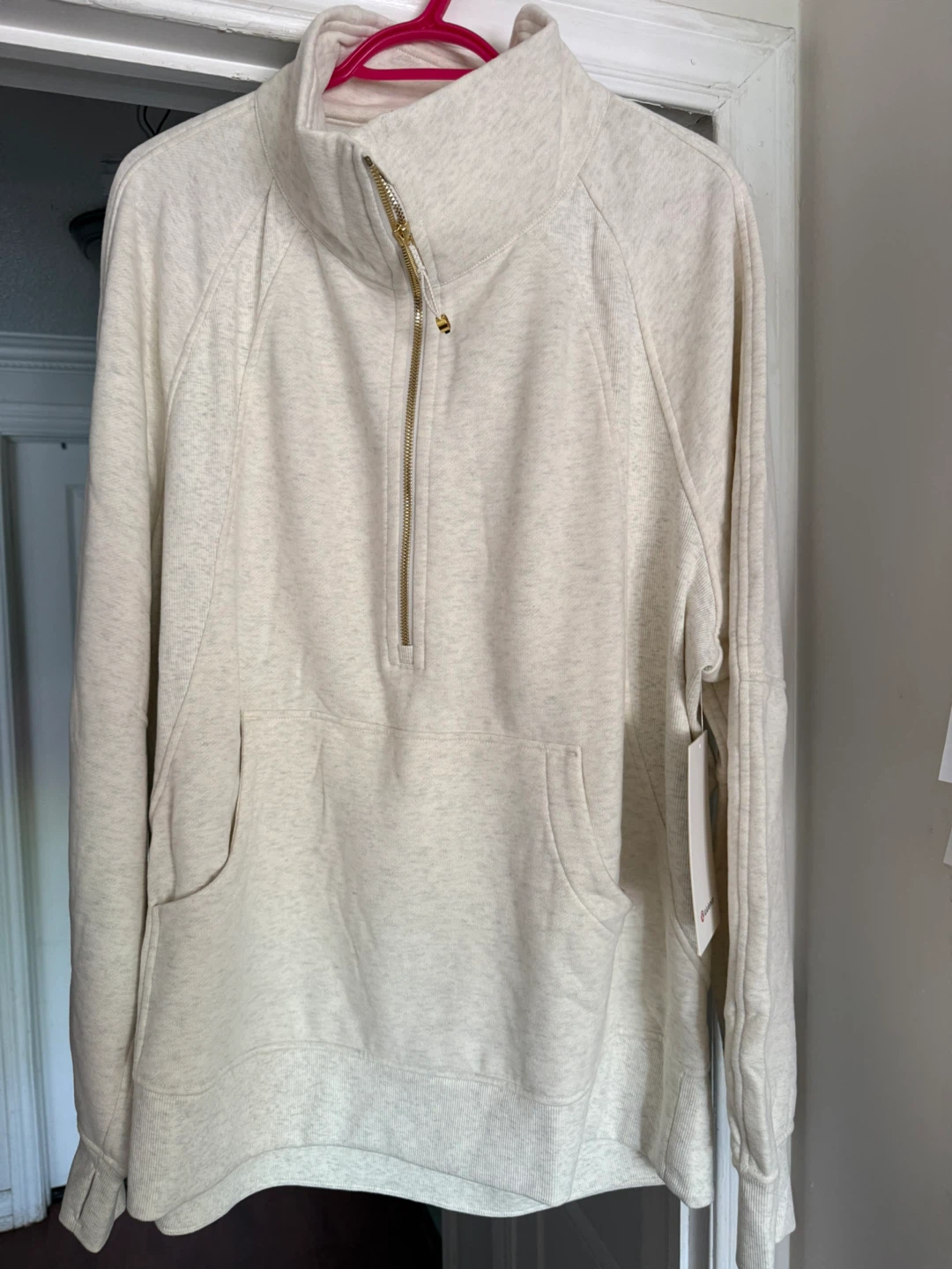 Lululemon Heathered Light Ivory/Gold Half-Zip Sweatshirt XL/XXL