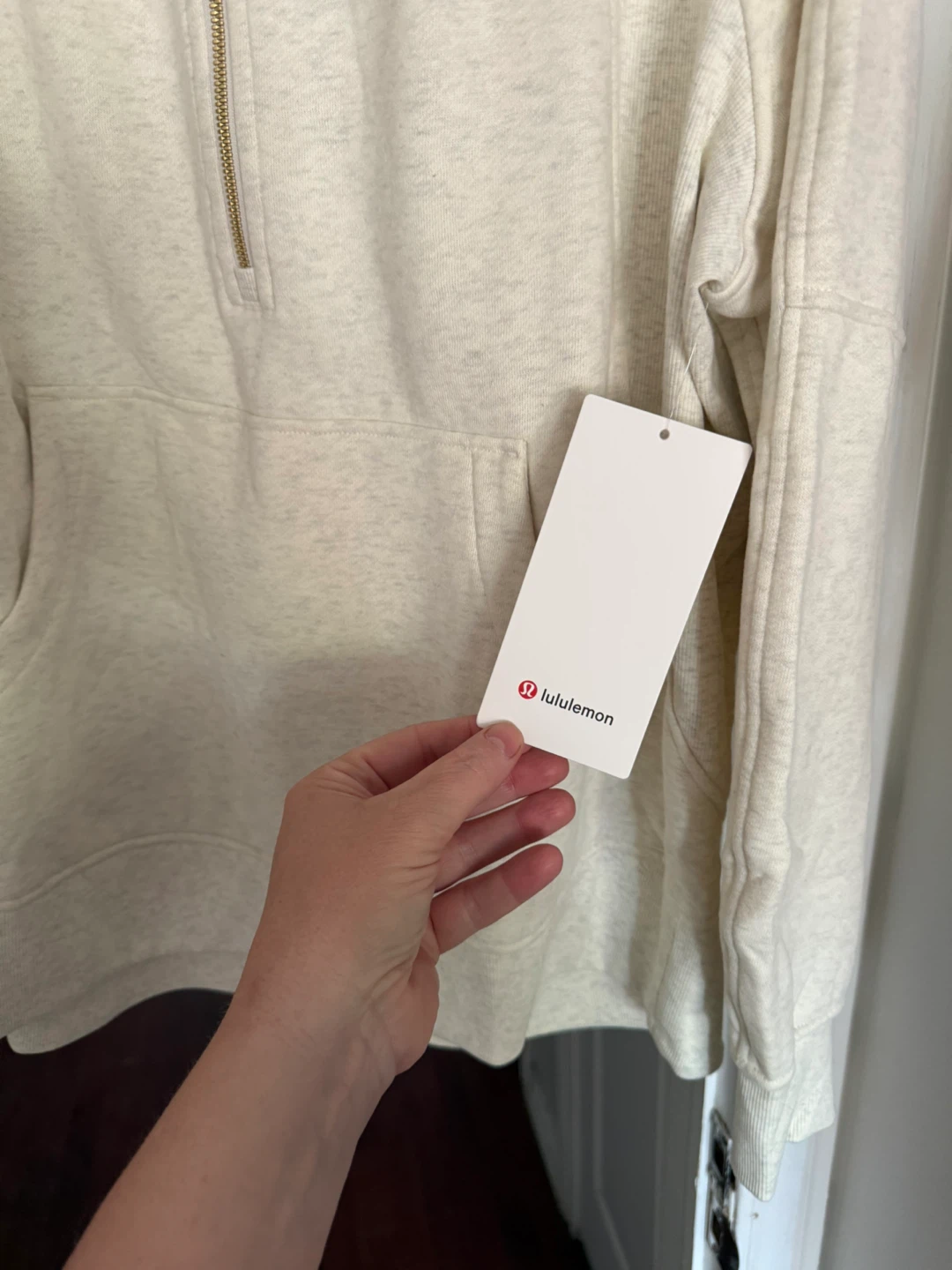 Lululemon Heathered Light Ivory/Gold Half-Zip Sweatshirt XL/XXL - photo 2