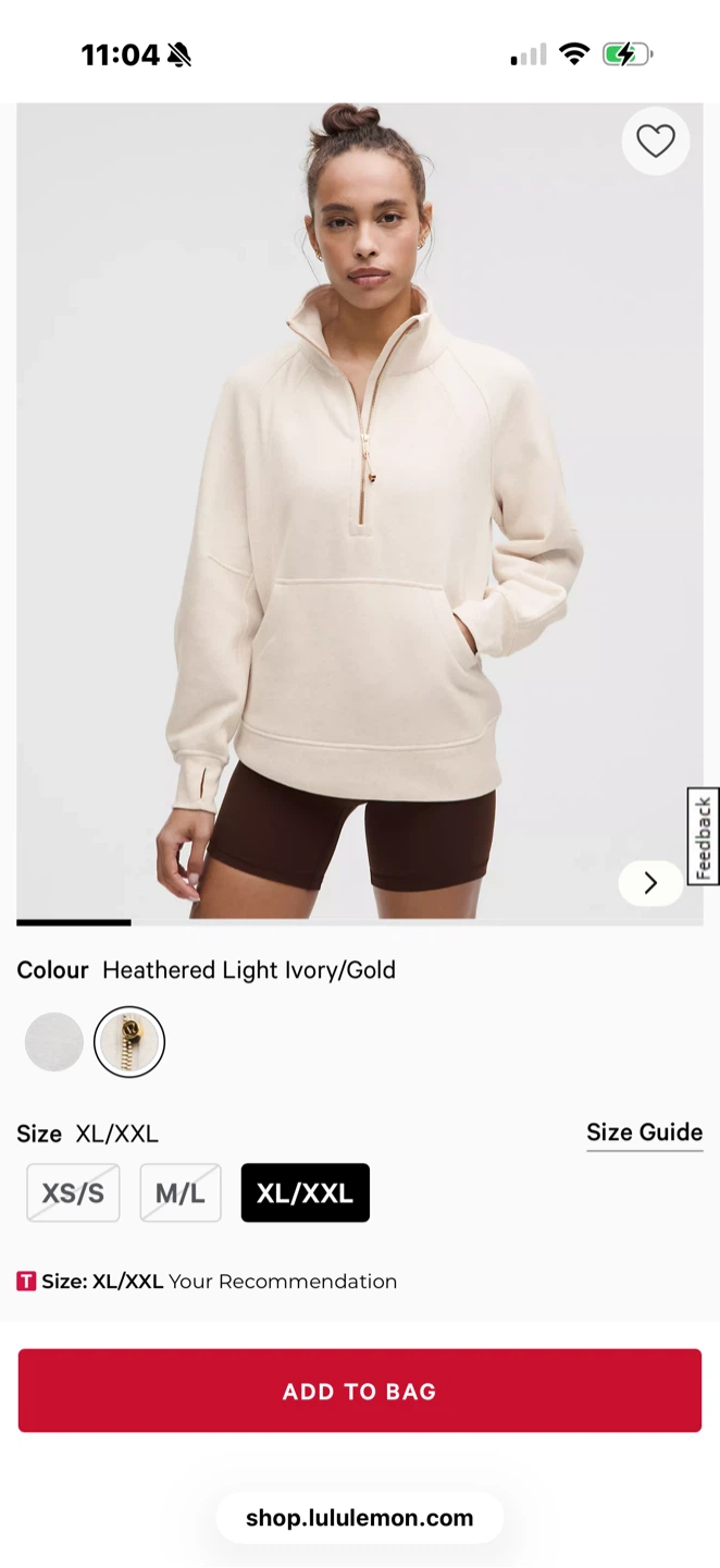 Lululemon Heathered Light Ivory/Gold Half-Zip Sweatshirt XL/XXL - photo 3