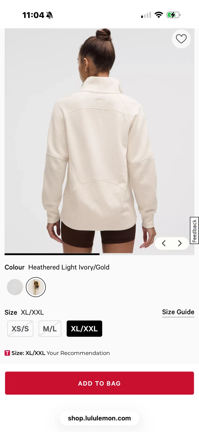 Lululemon Heathered Light Ivory/Gold Half-Zip Sweatshirt XL/XXL - photo 4
