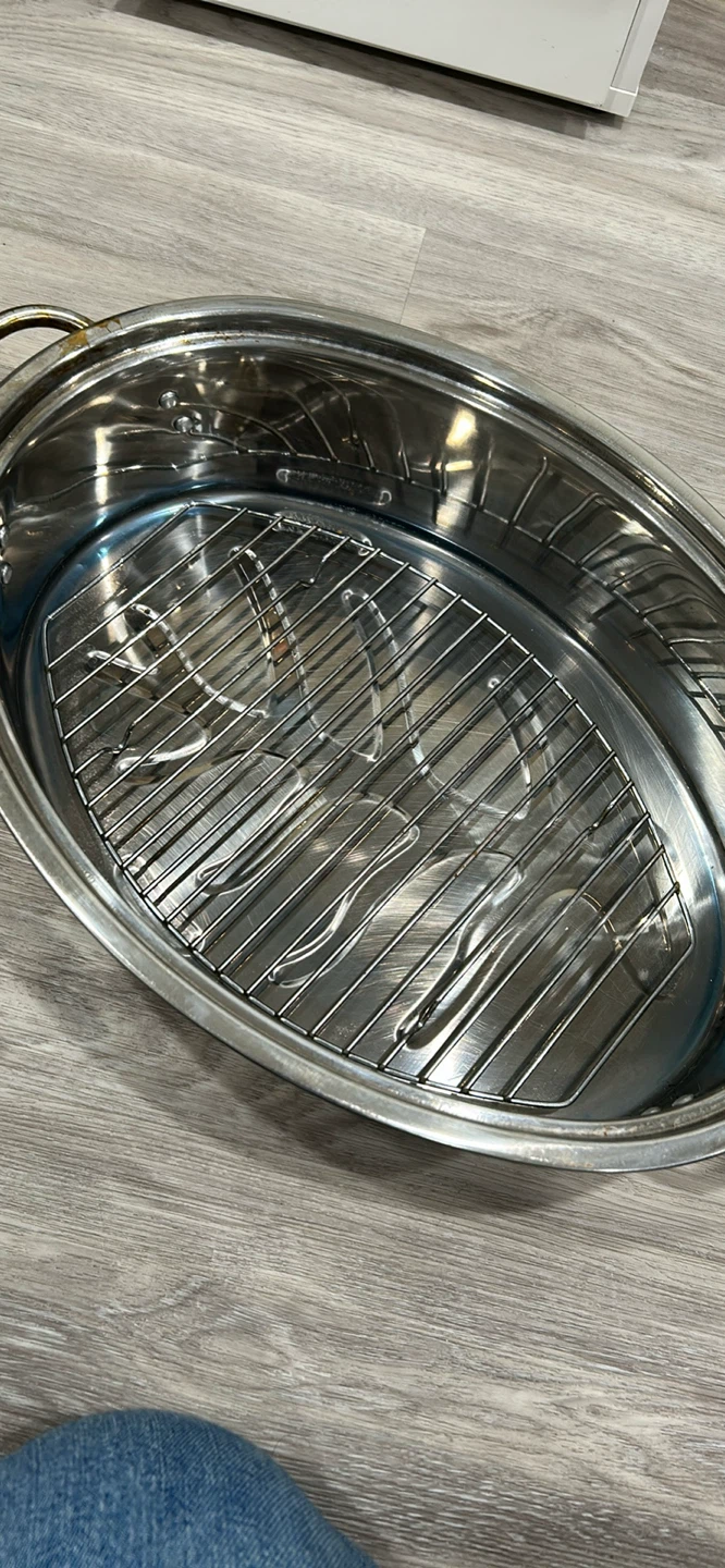 Stainless Steel Oval Roaster with steamer Rack - photo 4