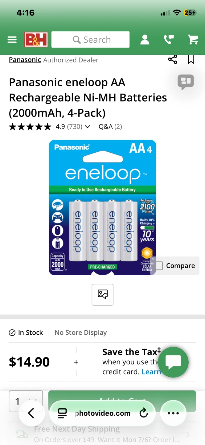 ❗️Panasonic eneloop AA Rechargeable Ni-MH Batteries (4-Pack) - photo 2