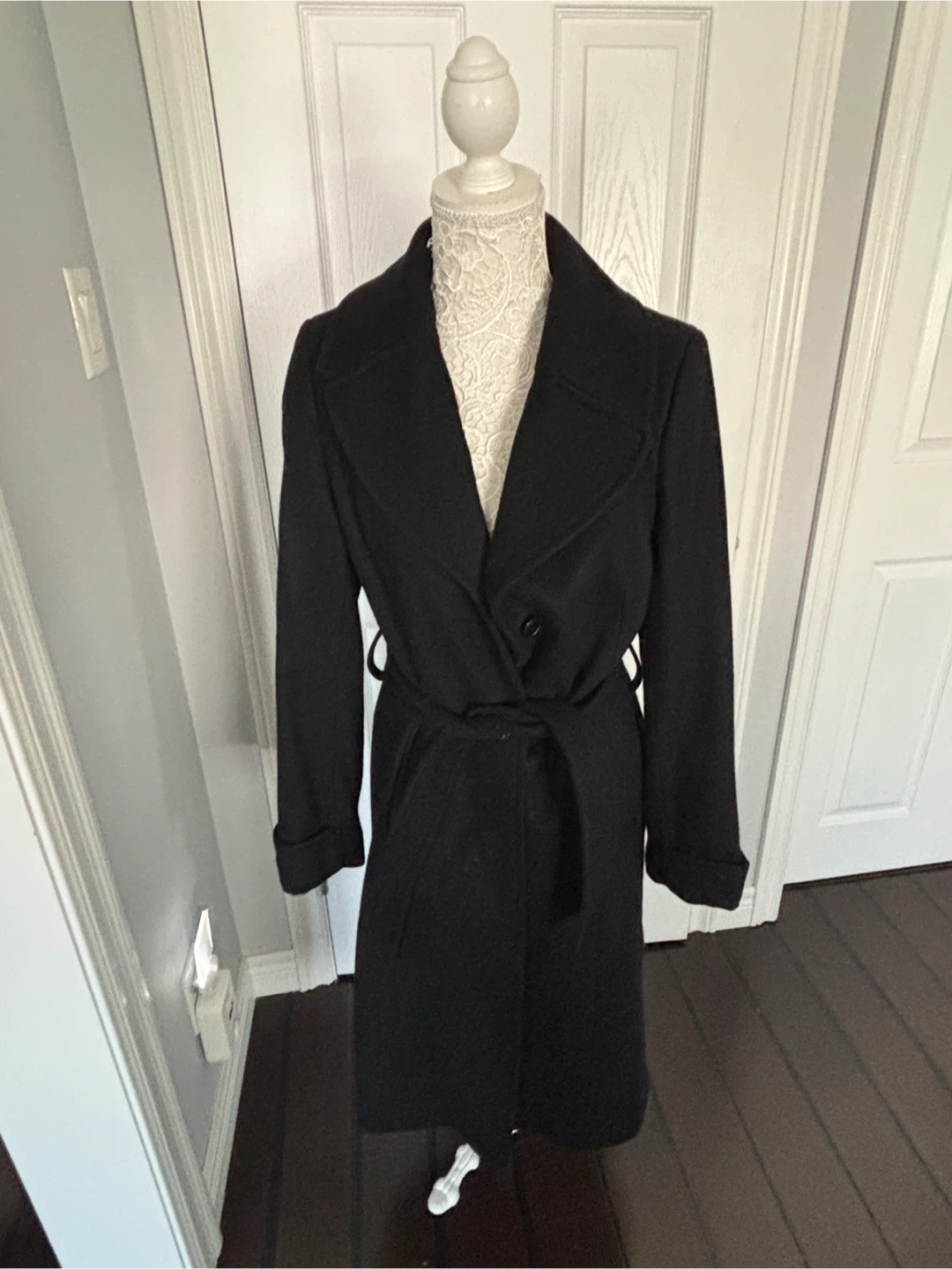 Le Château Woolmark Blend Black Coat