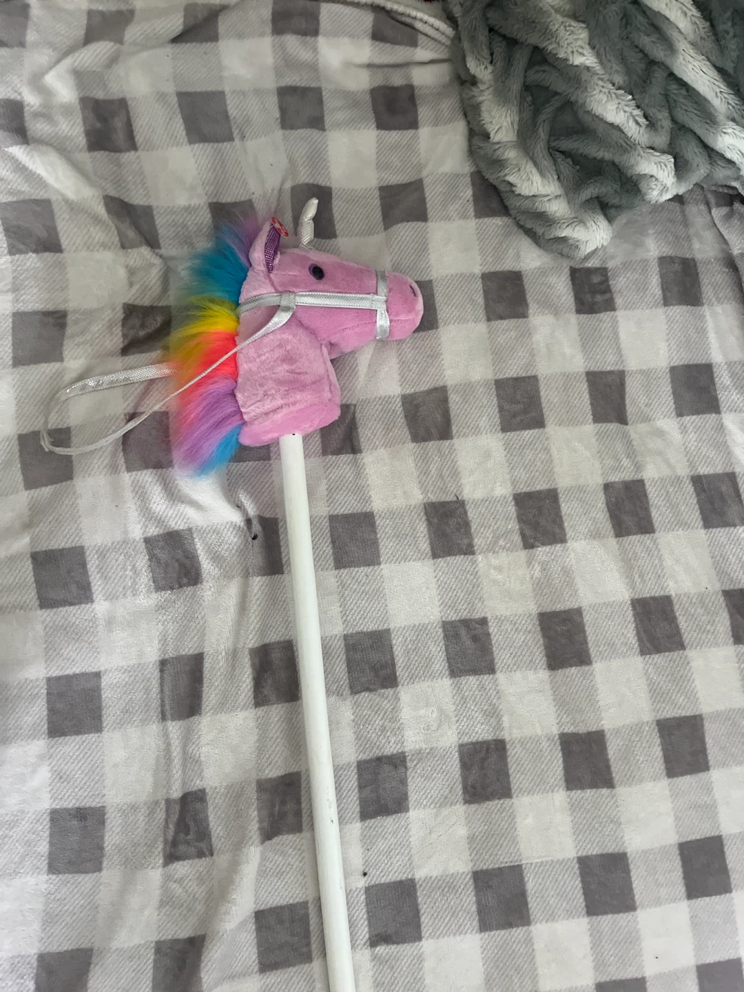 Pink Plush Unicorn Hobby Horse Toy