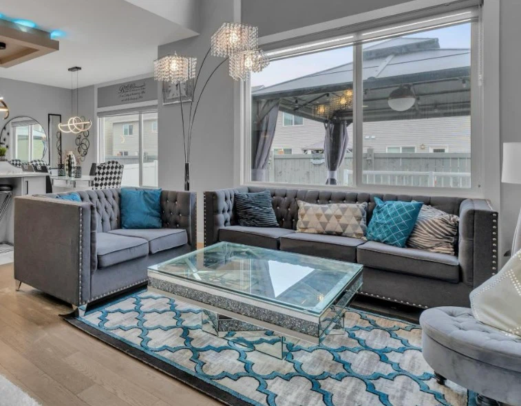 Gray Tufted Sofa and Loveseat Set
