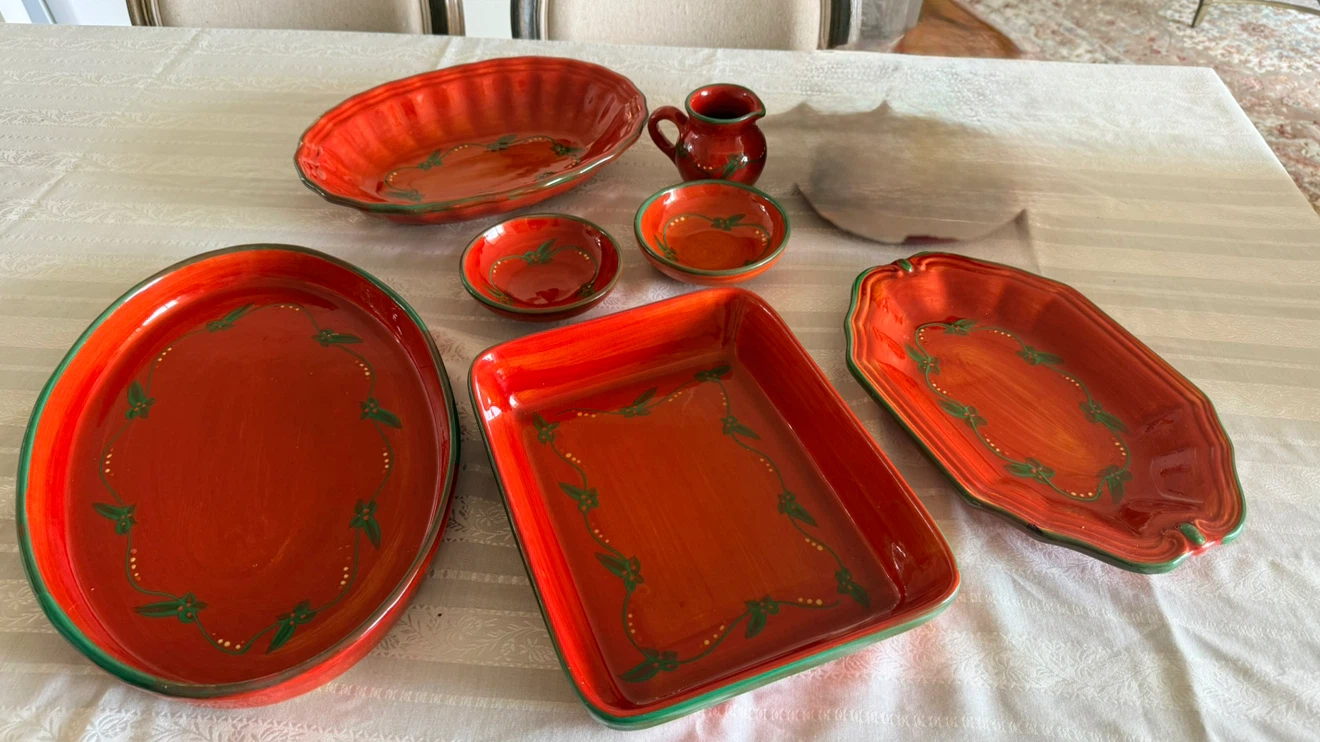 9 pieces Ceramic Serving Dish Set - Red & Green - photo 2