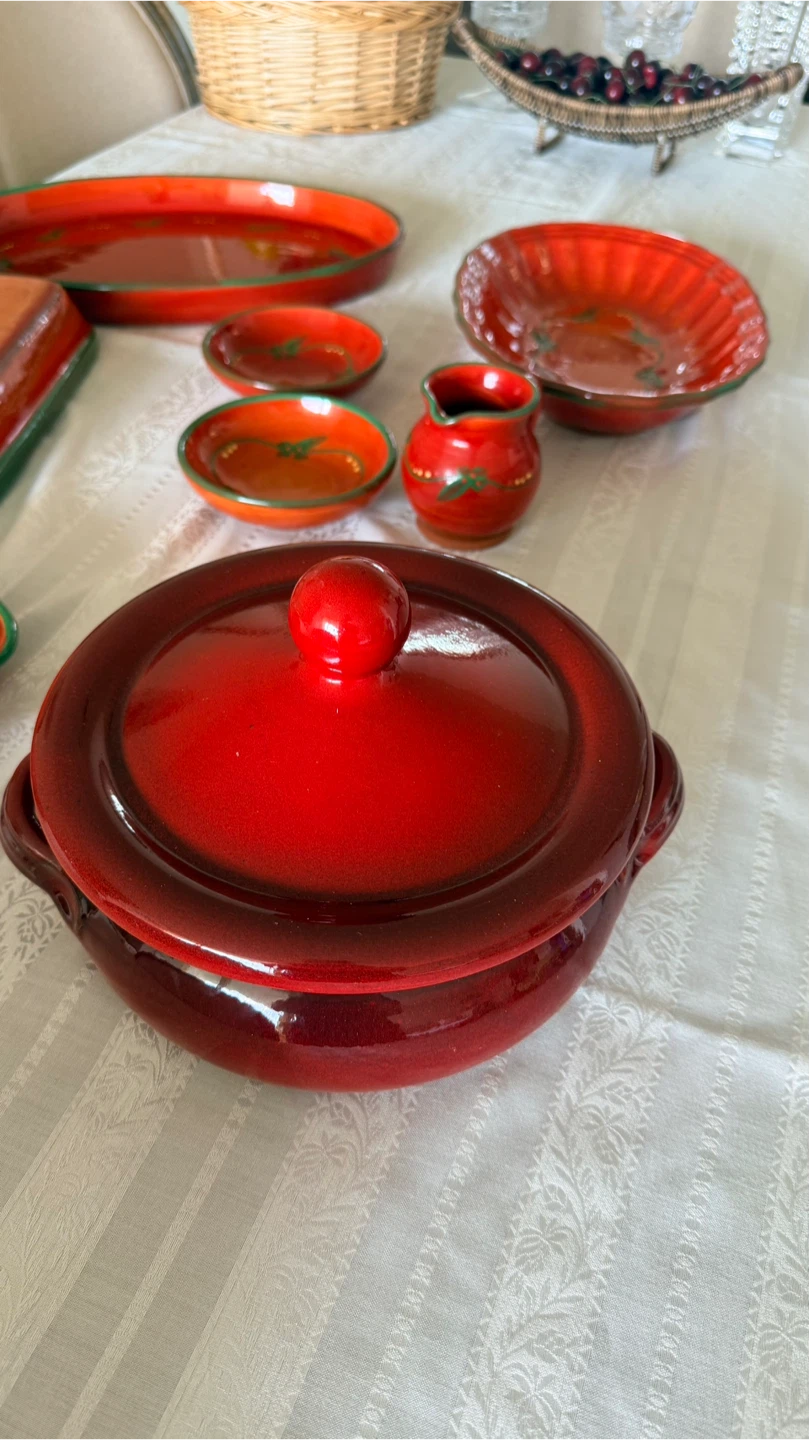 9 pieces Ceramic Serving Dish Set - Red & Green - photo 4