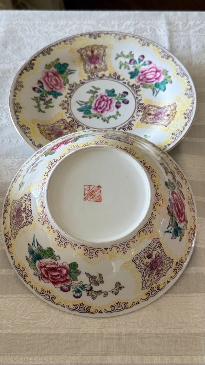 Antique 70 years old Decorative Bowl and Plate Set - photo 4