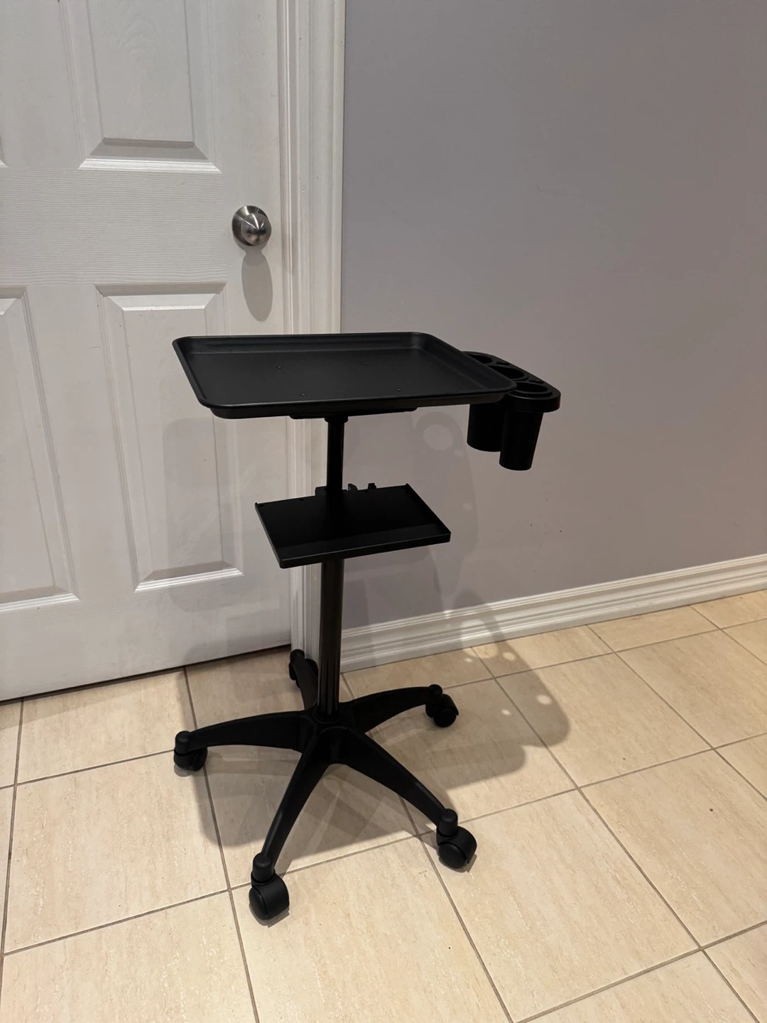 Black Rolling Salon Tray with Wheels