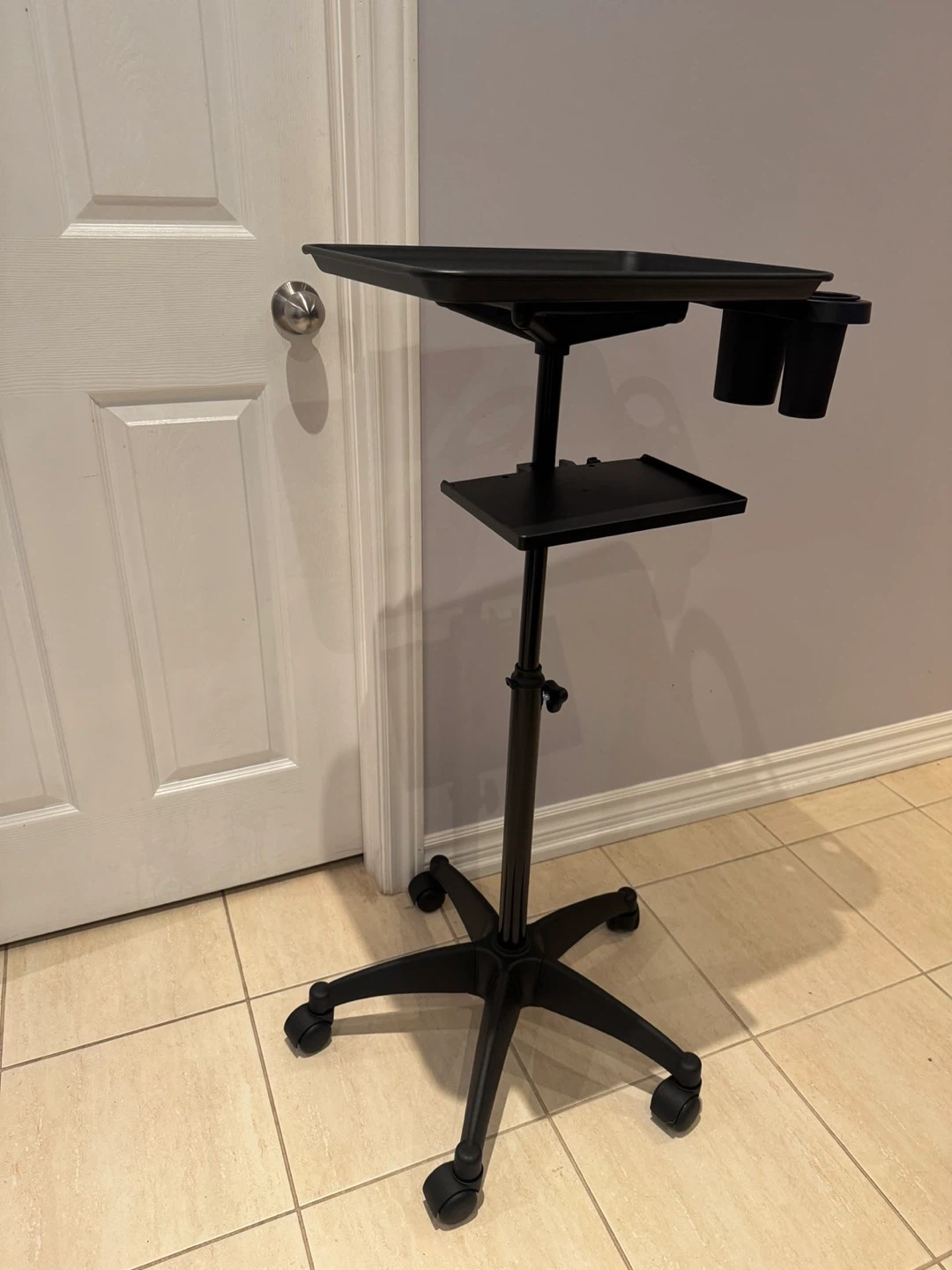 Black Rolling Salon Tray with Wheels - photo 2