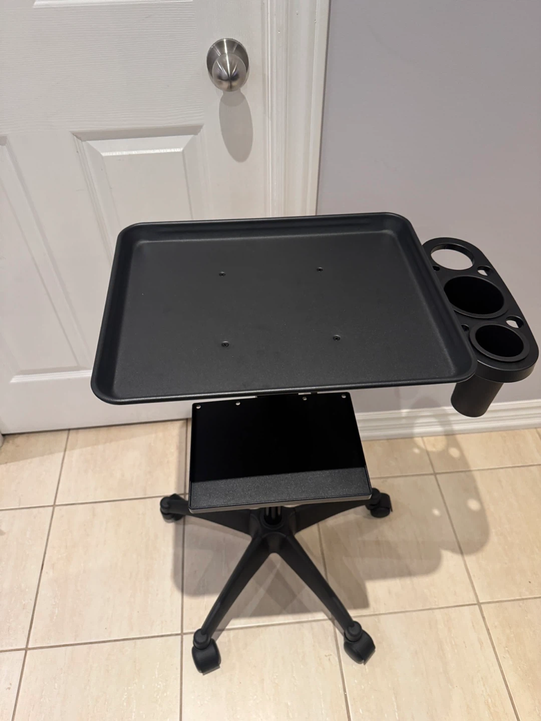Black Rolling Salon Tray with Wheels - photo 3