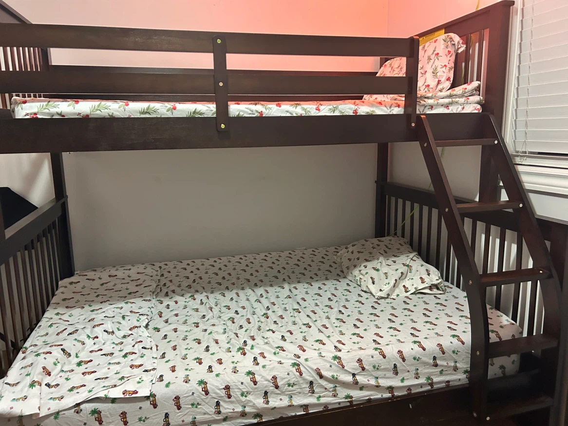 Dark Wood Bunk Bed with Ladder