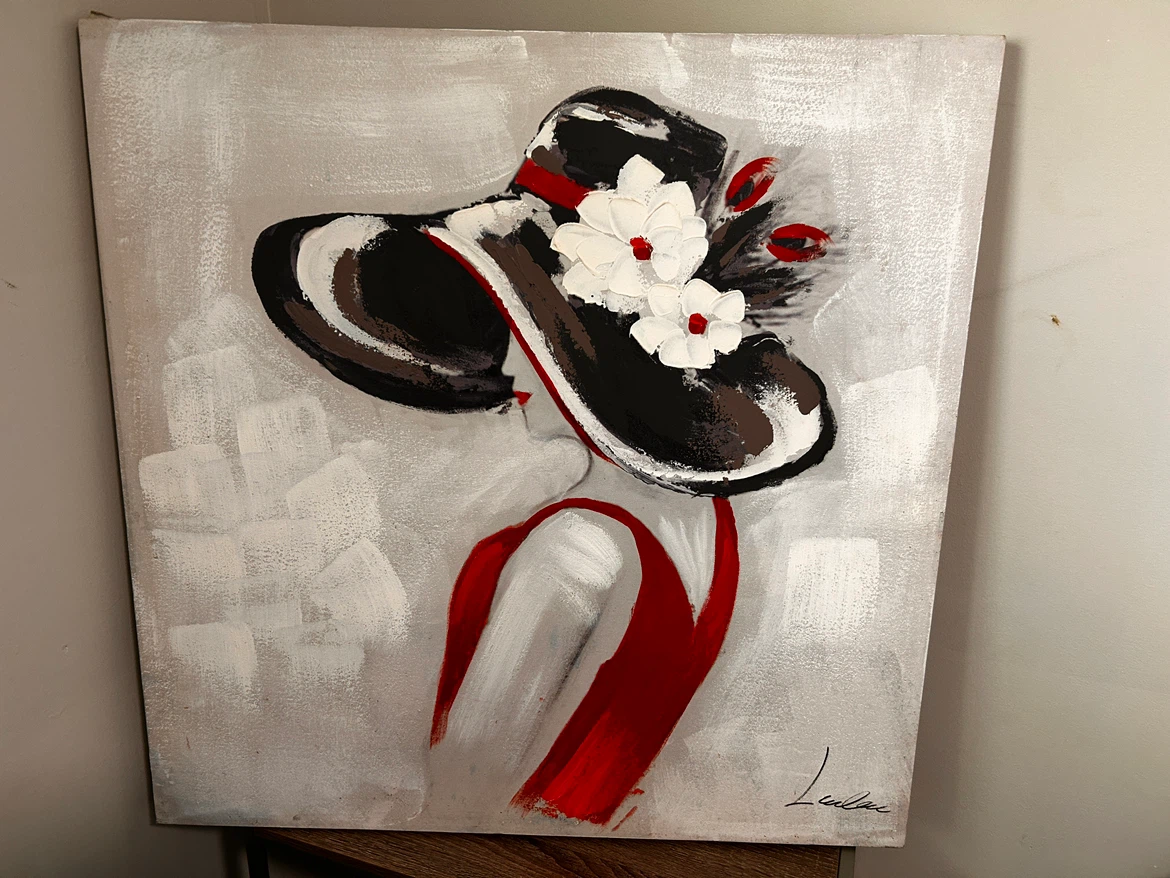 Woman in Red Dress with Hat Wall Art Painting - photo 2