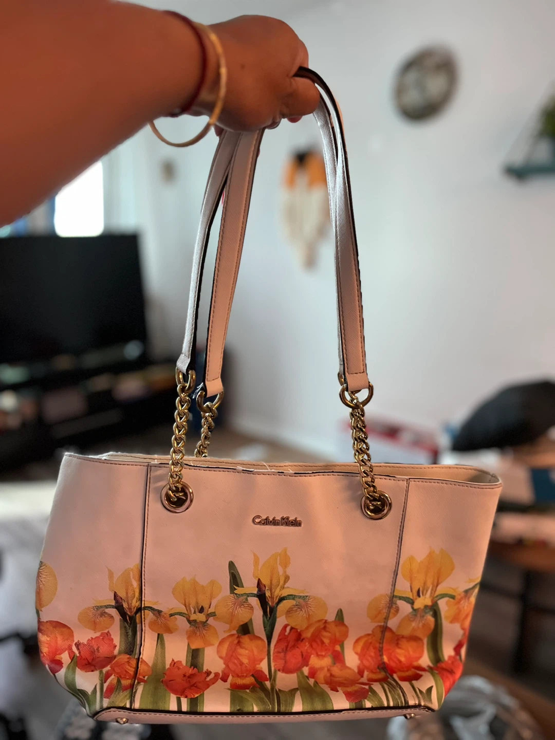 Calvin Klein Tote Bag with Floral Print