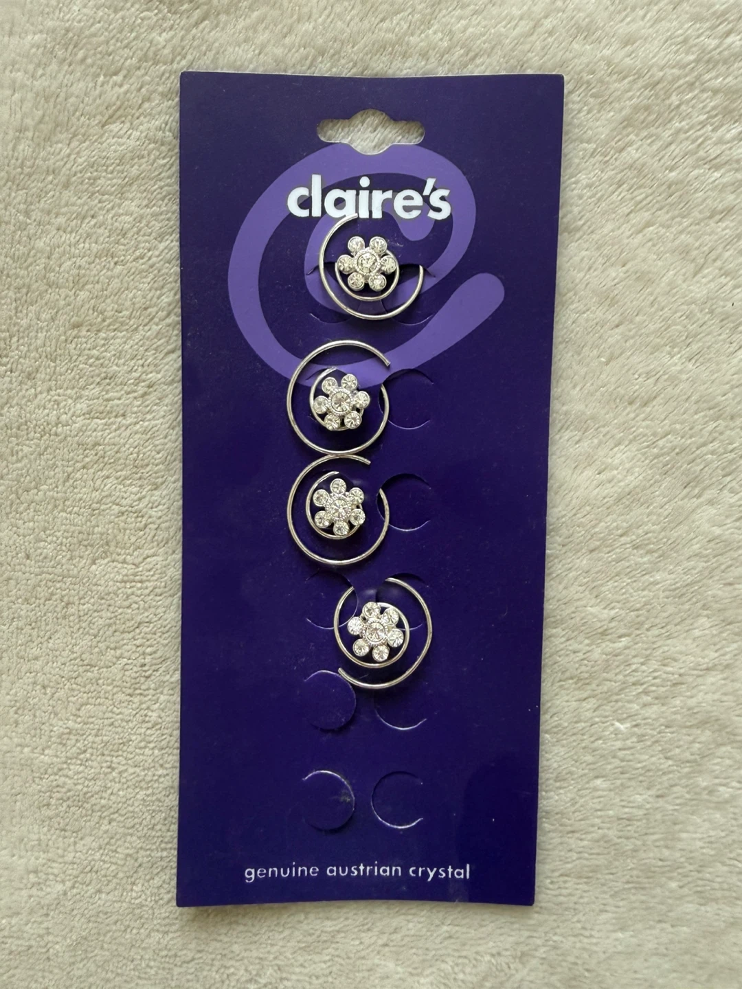 Claire's Crystal Flower Hair Pins (Set of 4)