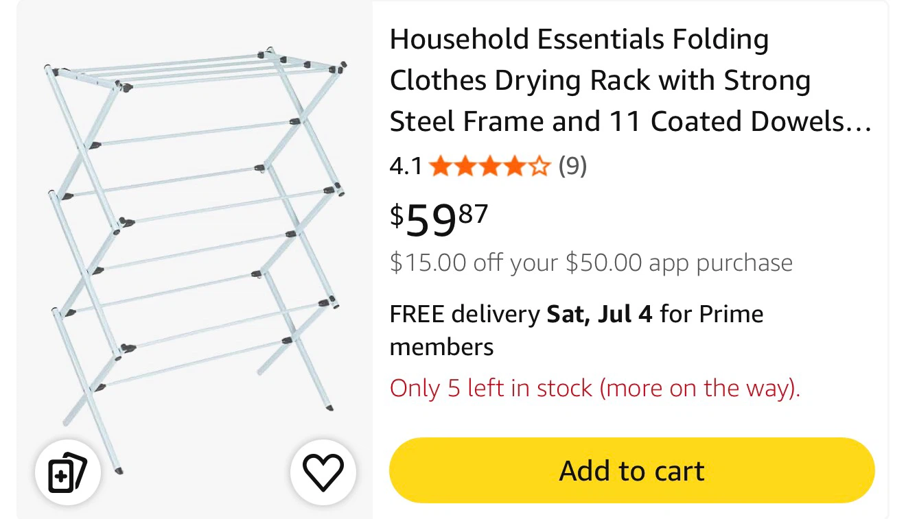 Household Essentials Folding Clothes Drying Rack - photo 2