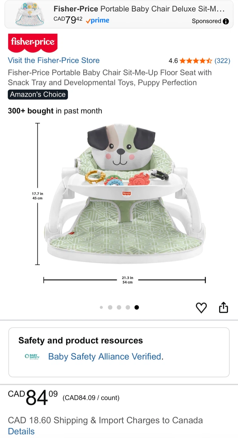 Fisher-Price Puppy Perfection Sit-Me-Up Portable Baby Chair ⚽️ - photo 3