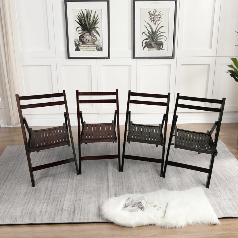 Slatted Wood Folding Special Event Chair Cherry, Set of 4