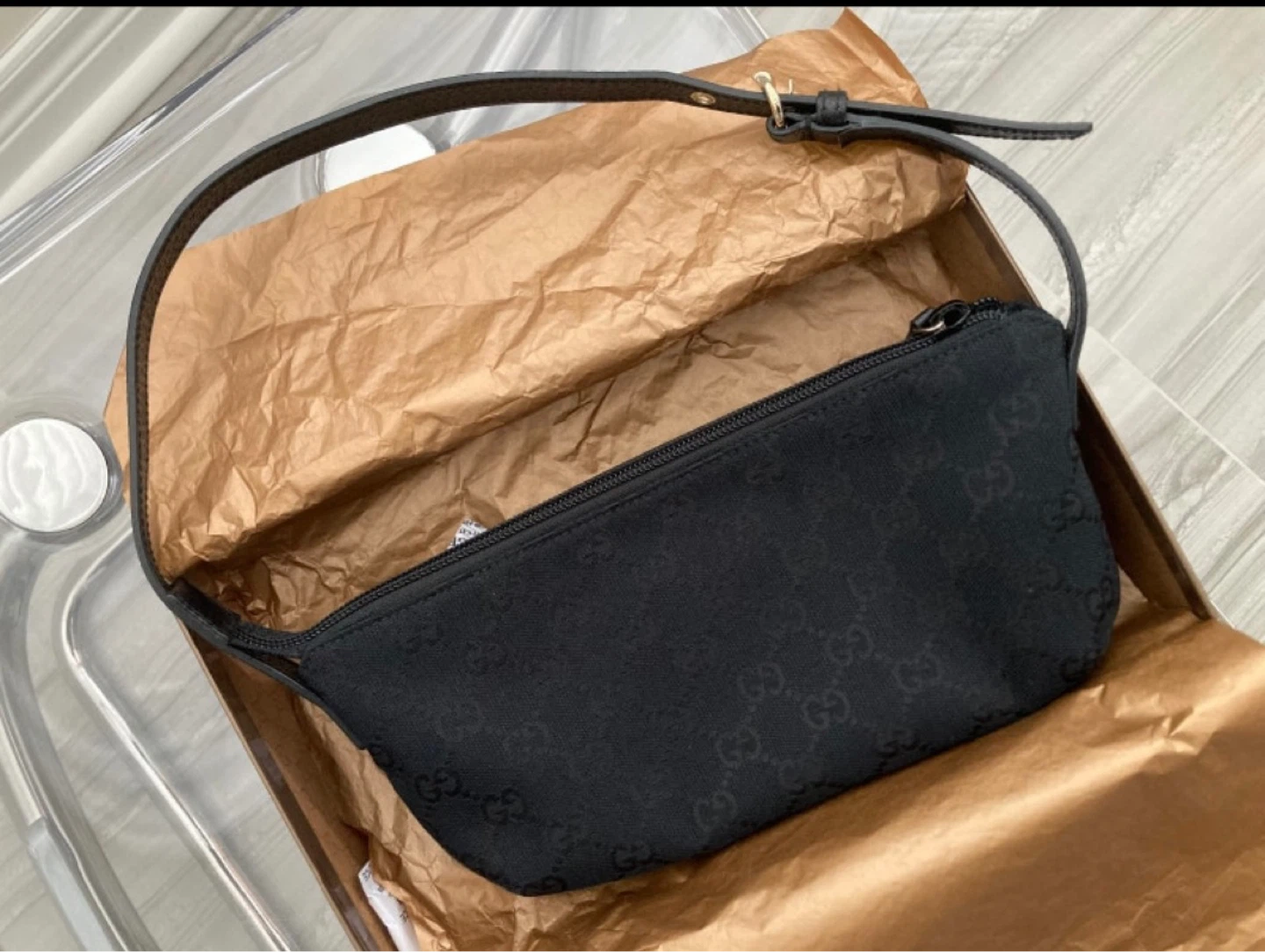 Black Gucci GG Monogram Pouch Bag - photo 2