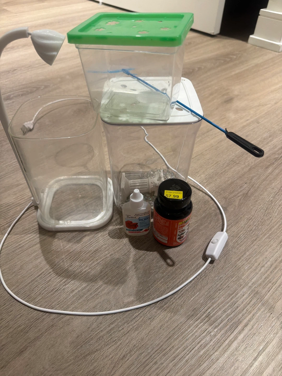 Fish Tank Starter Kit with Betta Water Conditioner and Fish Food