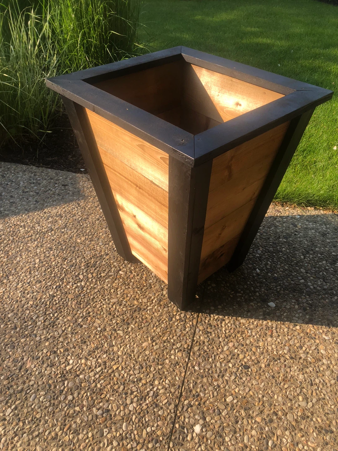 Wooden Planter Box with Black Trim