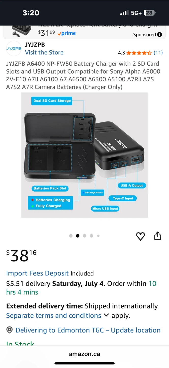 FW50 Dual Battery Charger with 2 SD Card Slots - photo 3