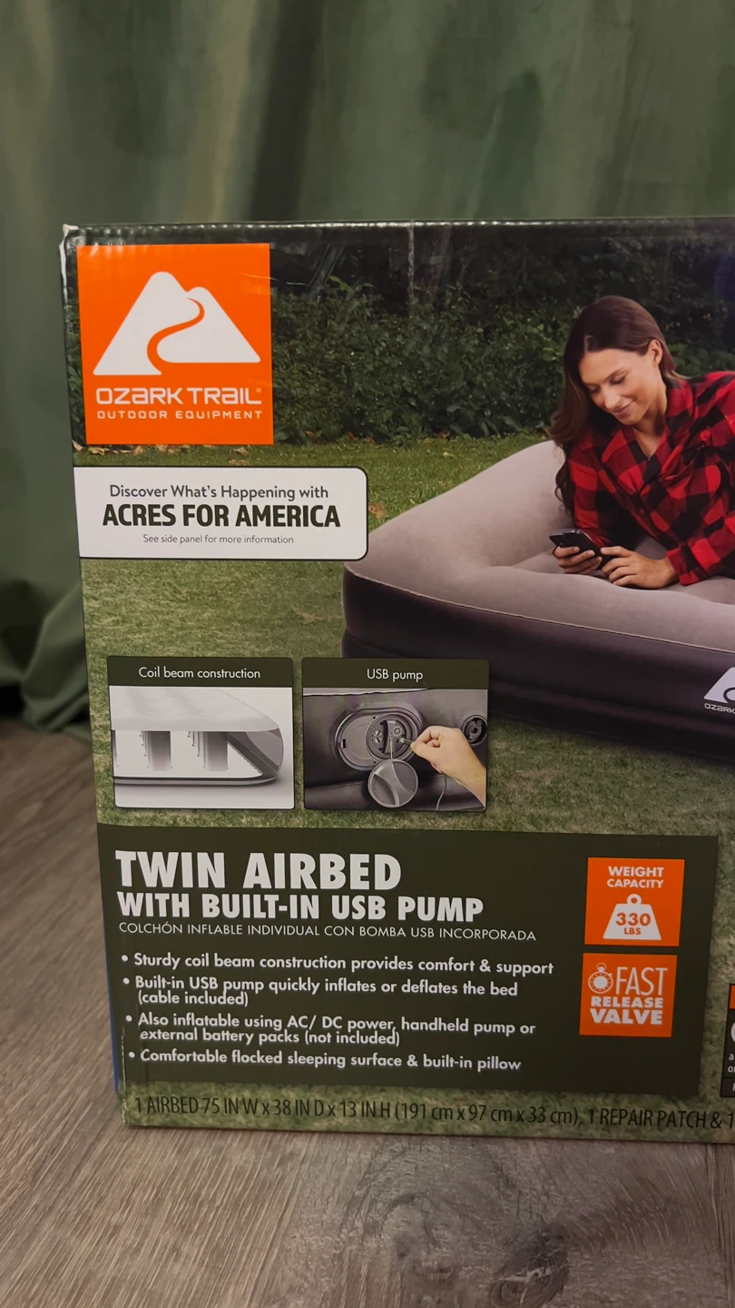Twin Airbed with Built-in USB Pump