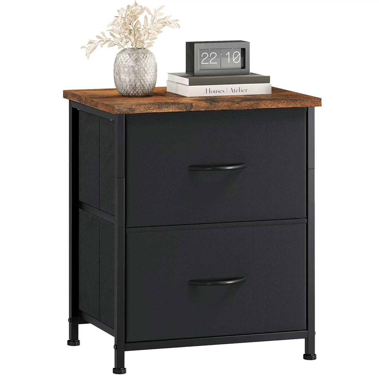 2-Drawer Fabric Dresser with Wood Top