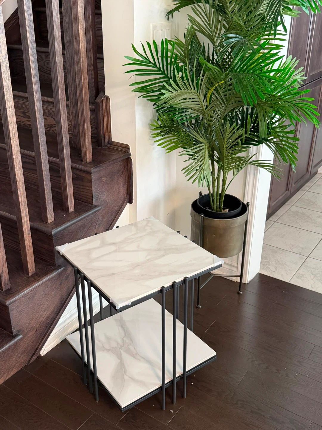 Marble Look End Table with Two Tiers - photo 2