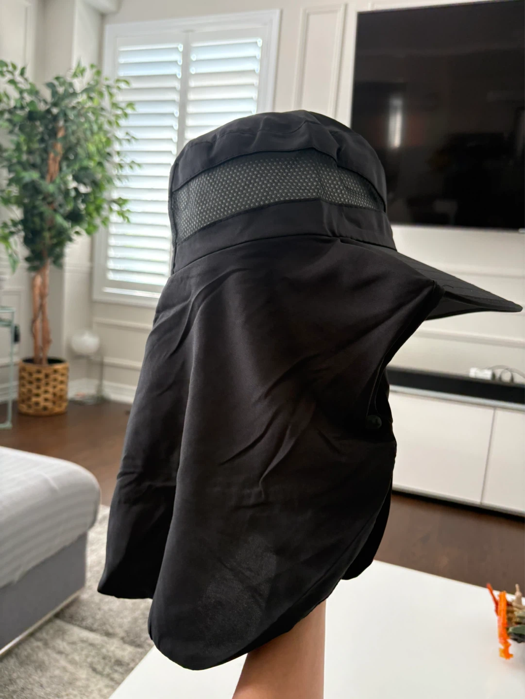 Unisex Black Sun Hat with Neck Flap & face cover - photo 4