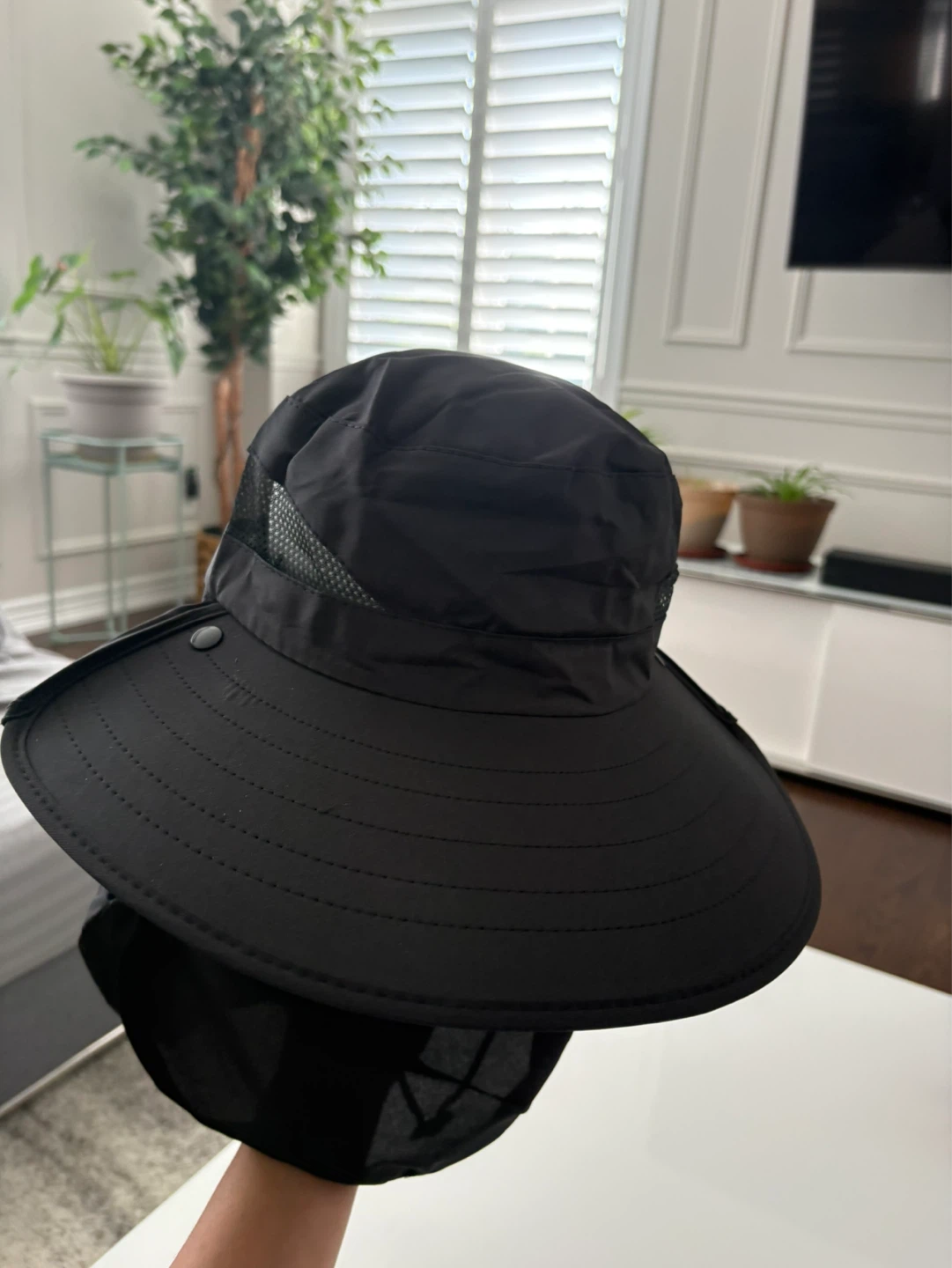 Unisex Black Sun Hat with Neck Flap & face cover - photo 3