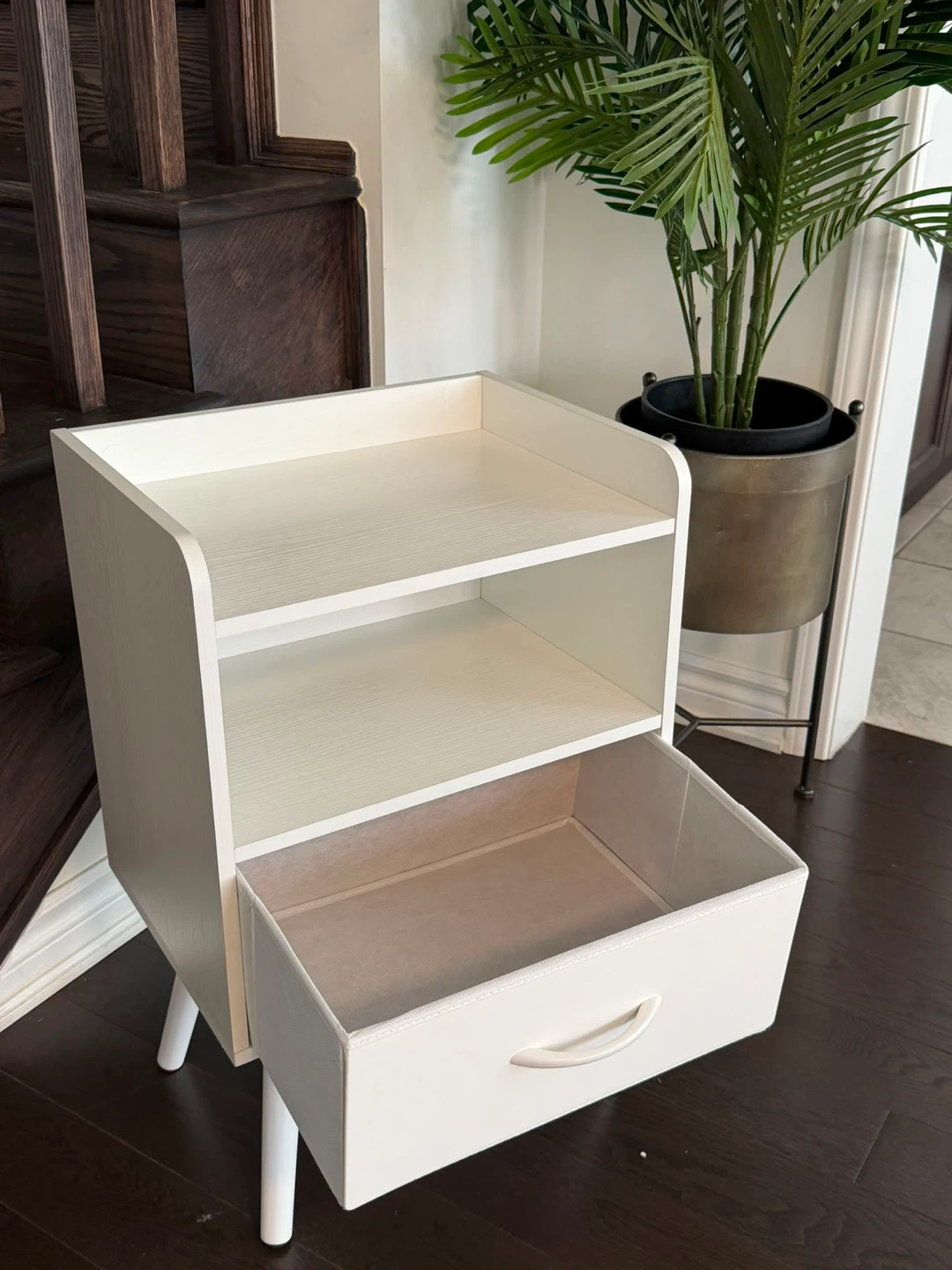 White Nightstand with Drawer and Shelf - photo 2