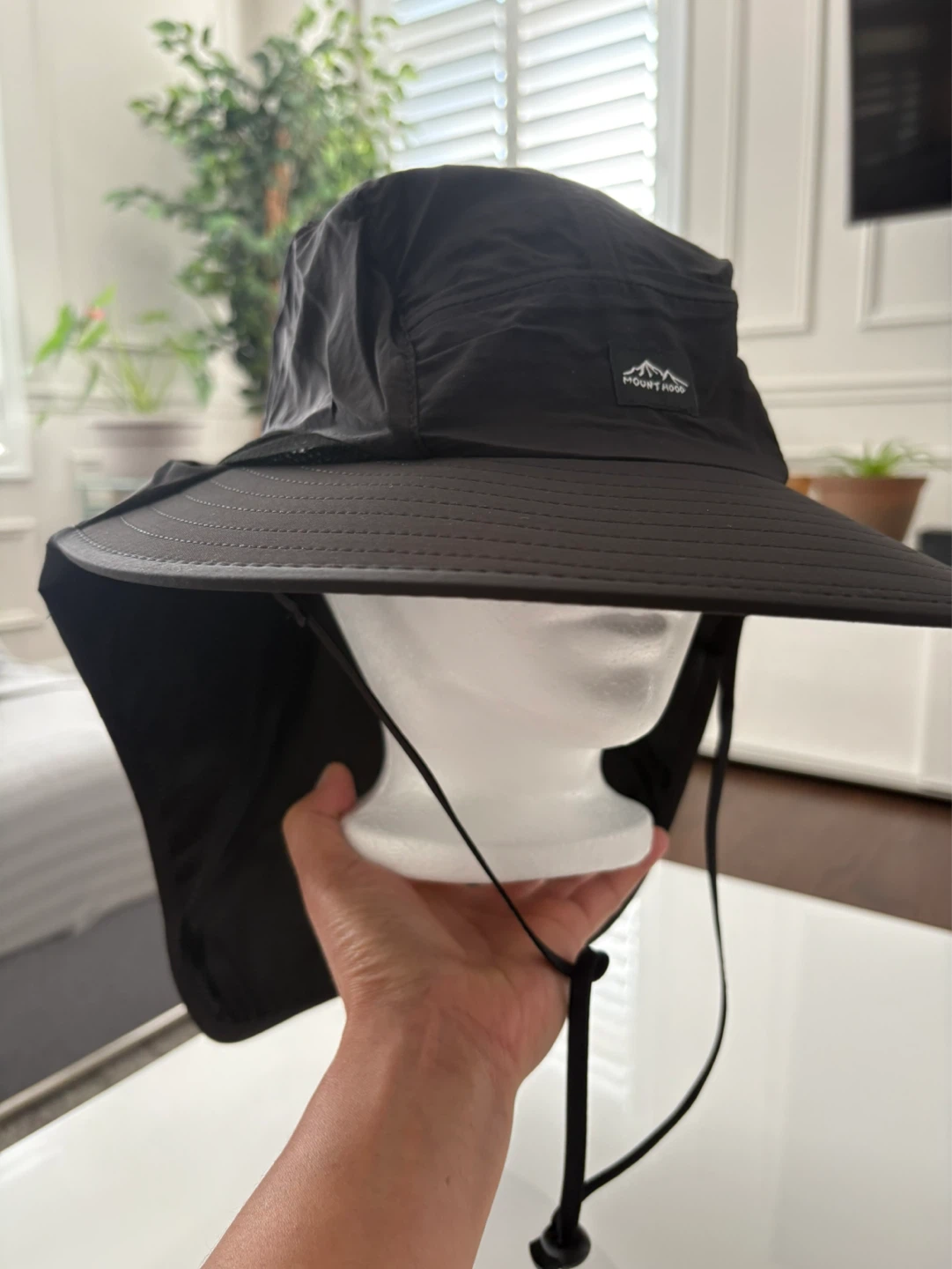 Black Sun Hat with Neck Flap