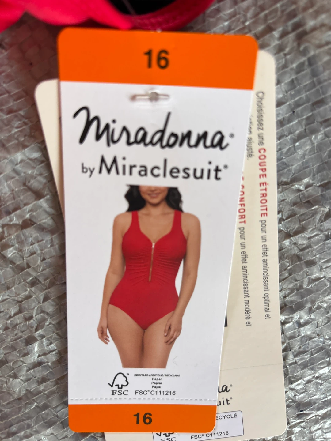 Miradonna by Miraclesuit Red Zip One-Piece Swimsuit - Size 16 - photo 2