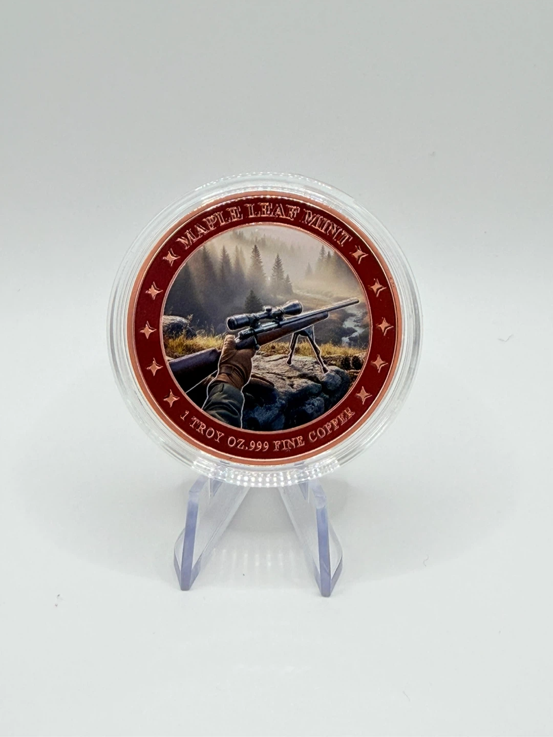 Maple Leaf Mint Deer Hunting 1oz .999 Colorized Fine Copper - photo 4