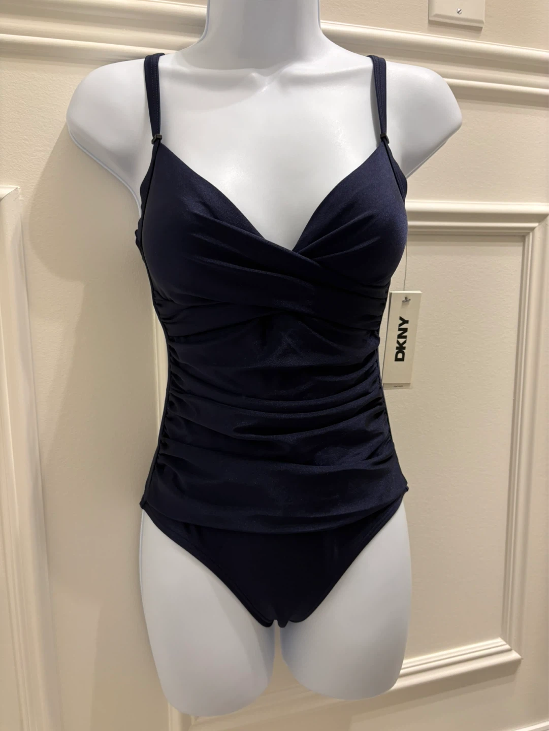 DKNY Navy Ruched Tankini Top - photo 2