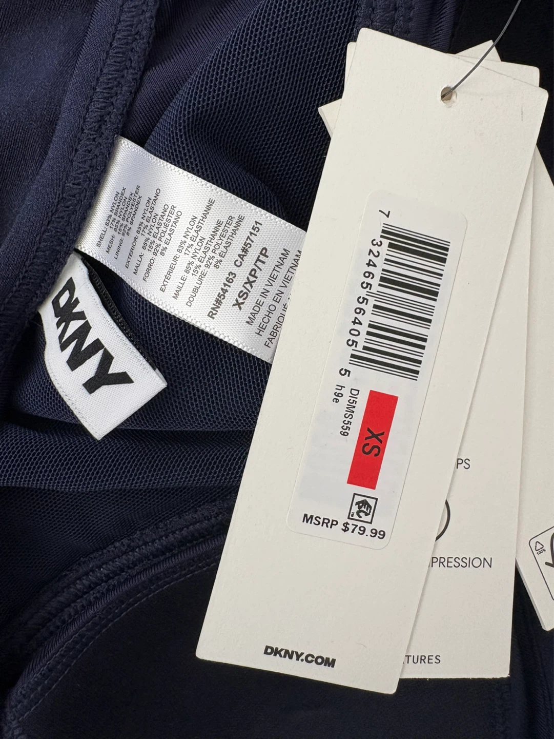 DKNY Navy Ruched Tankini Top - photo 3